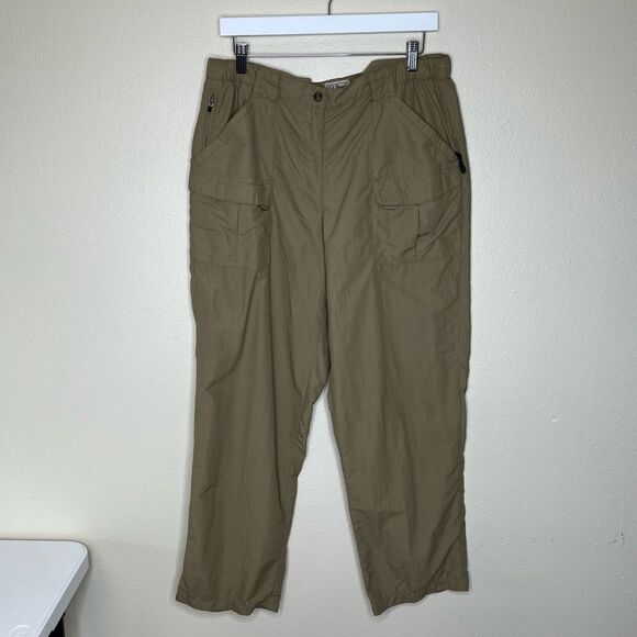 LL Bean Khaki Tan Hiking Pants Cargo Utility Side Elastic Women Size Large Reg - Picture 14 of 14